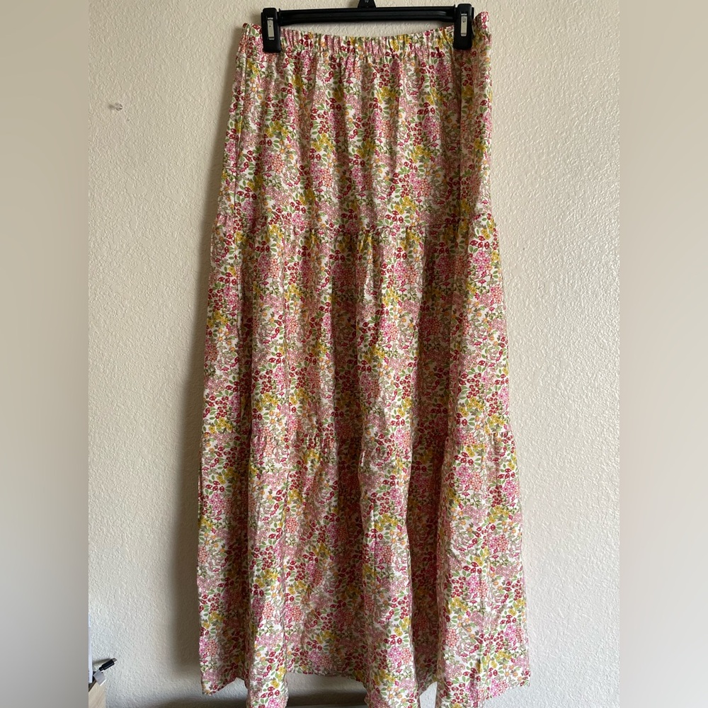 Carly Jean Los Angeles Floral Maxi Skirt - Pink and Green